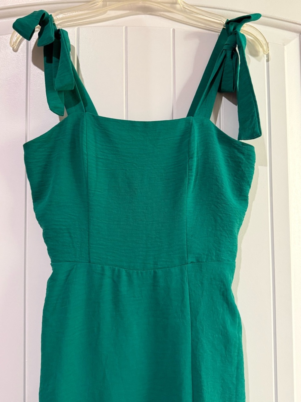 Monteau Los Angeles Green Tie Strap Midi Dress Size Small Smocked Back - Picture 3 of 14